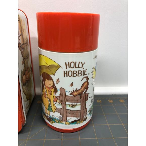 Rare Vintage 1970 Holly Hobbie Orange Metal Lunchbox with Thermos Aladdin Ind. - Picture 2 of 10